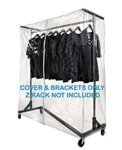 only hangers heavy gauge clear z rack cover with zipper plus a pair of round tubing cover support brackets - combo kit fits all 5' wide z racks (note: z racks sold separately)