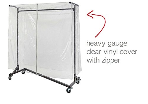 Only Hangers Heavy Gauge Clear Z Rack Cover with Zipper Plus a Pair of Round Tubing Cover Support Brackets - Combo Kit fits All 5' Wide Z Racks (Note: Z Racks Sold Separately)
