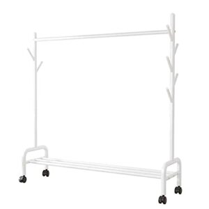 heavy duty hanger rack,black and white freestanding clothing organizer rail,with wheels and bottom portable clothes rack, metal(size:120cm,color:white)