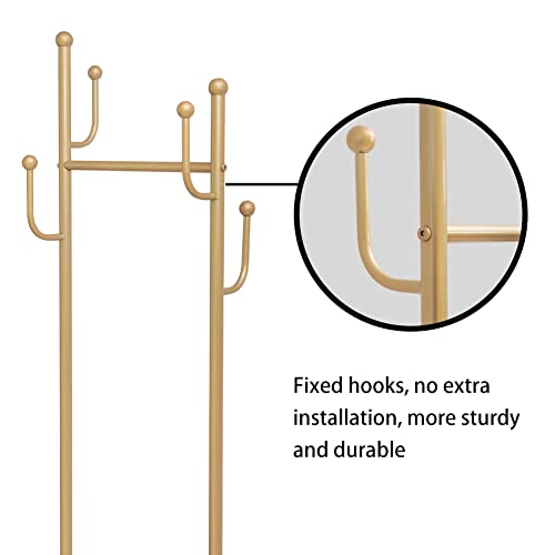 Cre Cra Gold Clothing Rack for Hanging Clothes Heavy Duty Metal Clothes Rack with Marble Base Modern Coat Rack Stand Freestanding Garment Rack for Boutiques Bedroom Office