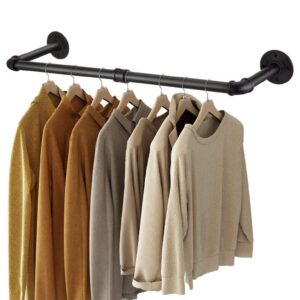 industrial pipe clothing rack - 38 inch clothes rack, wall mounted clothes rack - closet rod, industrial pipe style rolling garment rack with shelf, for bedroom, laundry room