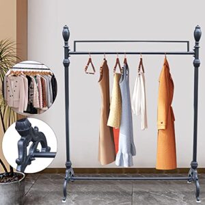 LYNICESHOP 63Inch Black Metal Clothing Rack Vintage Garment Rack Retail Store Display Rack Home Freestanding Clothing Hanger stand