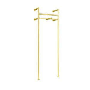 wfderan modern clothing store square tube garment rack,1-tier wall mounted storage clothes shoe bag hanging shelves,retail shop clothes display stands (24" l, gold with wood)