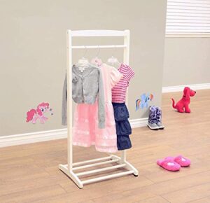 niceful white kids dress up rack, child garment rack, girls toddlers clothes rack, dress up storage kids costume organizer, hanging armoire closet unit furniture for dramatic play