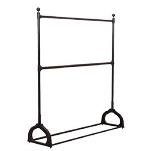 double rod high capacity clothing rack,black metal garment organizer hanger with shelves,commercial garment coat rack,for boutiques,retail store(size:150cm)