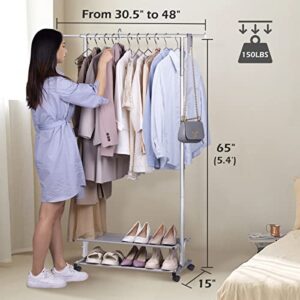 MISSLO 1 Pack 43" Hanging Garment Bags for Storage + 1 Pack 2 Shelves Clothing Racks for Hanging Clothes