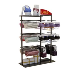 clothing store bra rack shorts socks display rack,floor-to-ceiling shopping mall retail store island shelf,modern metal clothes hanger with top divider, multifunctional tank tops hangers