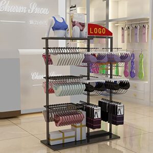 Clothing Store Bra Rack Shorts Socks Display Rack,Floor-to-Ceiling Shopping Mall Retail Store Island Shelf,Modern Metal Clothes Hanger with Top Divider, Multifunctional Tank Tops Hangers