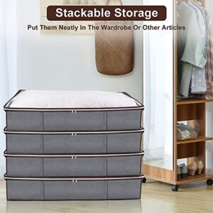 Ragestor ppliessu 65L clothing organizer clothes storage container closet organizer storage bags for clothes under bed storage bin organizer for closet,shelves, basement （4 pack, grey