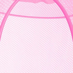 Libeder Mesh Hanging Storage Space Saver Bags Organizer,Foldable Storage Organizer 5 Compartments Toy Storage Basket for Kids Room Bathroom 2 Sets Pink