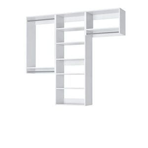 closet kit with hanging rods & shelves - corner closet system - closet shelves - closet organizers and storage shelves (white, 96 inches wide) closet shelving