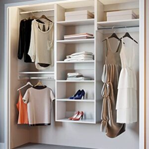 Closet Kit with Hanging Rods & Shelves - Corner Closet System - Closet Shelves - Closet Organizers and Storage Shelves (White, 96 inches Wide) Closet Shelving