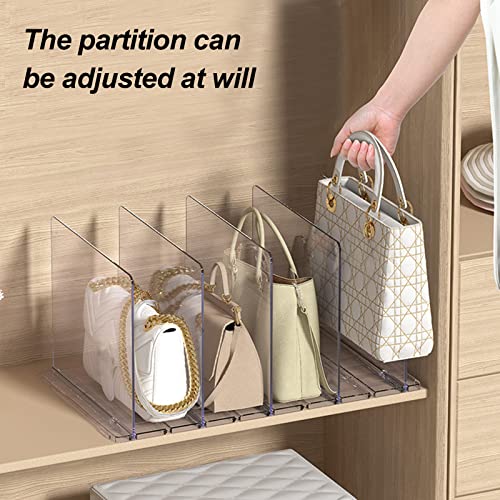 Creahappy 5pcs Shelf Dividers for Closet Shelf Organizer with Base Shelf Closet Organization Adjustable Cabinets Shelf Vertical Purse Separator Closet Bookshelf for Organization in Bedroom Office