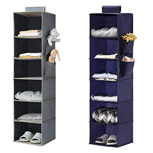 YOUDENOVA Hanging Closet Organizers and Storage, 6-Shelf Closet Hanging Storage Shelves