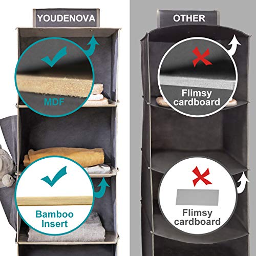 YOUDENOVA Hanging Closet Organizers and Storage, 6-Shelf Closet Hanging Storage Shelves