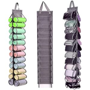 wwilldock foldable leggings organizer clothes, legging storage bag, 24 compartments hanging closet organizers suitable for jeans, t-shirts, leggings, towels etc (24 pockets, gray)