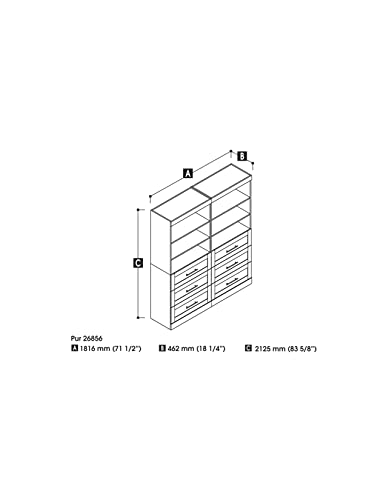 Bestar Pur Closet Organizer with Drawers in White, 72W