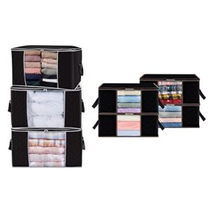 Lifewit 3 Packs 90L Large Capacity Storage Bags and 4 Packs 35L Closet Organizers Black