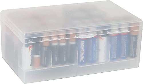 Battery Storage Caddy | Organize Multi Sized Spare Batteries | See-Through Plastic Container (1)