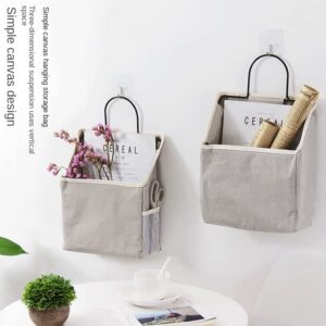 xinzhilei@Wall Hanging Storage Bag, Waterproof Over The Door Closet Organizer Hanging Pocket Linen Cotton Organizer Box Containers for Bedroom, Bathroom (Grey)