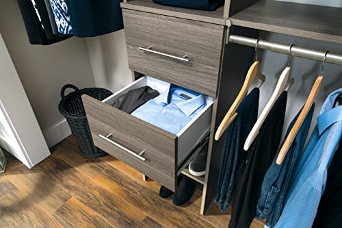 ClosetMaid SuiteSymphony Wood Drawer, Add On Accessory, Modern Style, for Storage, Closet Clothes, x 10” Size for 16 in. Units, Graphite Grey/Satin Nickel