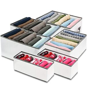 6 pcs wardrobe clothes organizer clothing drawer organizers foldable plastic hard pp plate jeans organizer for closet with handle for clothing pants coats underwear (s 7 grids, l 7 grids, xl 8 grids)