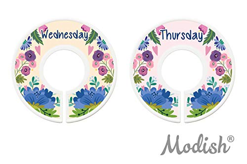 Modish Labels, Weekly Clothes Organizer, Days of The Week Closet Organizer System, Daily Closet Organizer, Closet Dividers, School Clothes Dividers (Boho Flowers)