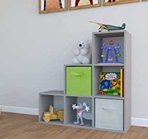 Letmobel Stair-Step 6 Cube Organizer | Book Shelf Organizer Cube Storage Shelf | DIY Cubical Storage Organizer | Shelf Organizer for Bedroom Living Room Office | Grey Cube Shelf for Home Offices