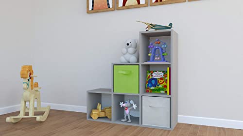 Letmobel Stair-Step 6 Cube Organizer | Book Shelf Organizer Cube Storage Shelf | DIY Cubical Storage Organizer | Shelf Organizer for Bedroom Living Room Office | Grey Cube Shelf for Home Offices