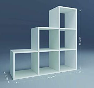 Letmobel Stair-Step 6 Cube Organizer | Book Shelf Organizer Cube Storage Shelf | DIY Cubical Storage Organizer | Shelf Organizer for Bedroom Living Room Office | Grey Cube Shelf for Home Offices