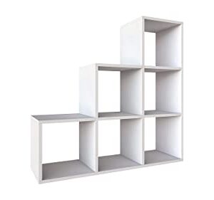 Letmobel Stair-Step 6 Cube Organizer | Book Shelf Organizer Cube Storage Shelf | DIY Cubical Storage Organizer | Shelf Organizer for Bedroom Living Room Office | Grey Cube Shelf for Home Offices