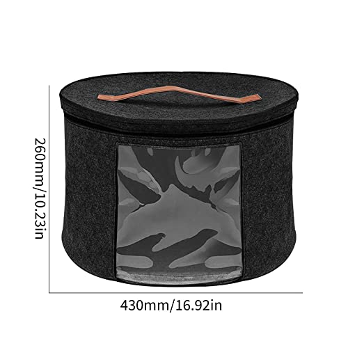 sikiwind Round Felt Storage Box, Large Size with Transparent Side Window Clothes Hats Toys Organizer Bucket Storage Bin Bag for Men Women Travel - Portable Dust Case