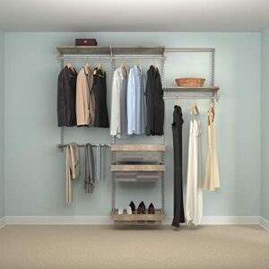 Knape & Vogt Closet Culture Organization System with 4 Driftwood Wood Shelves, 6 feet