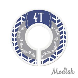 Modish Labels Toddler Child Closet Dividers, Closet Organizers, Toddler Size Dividers, Young Child Size Dividers, Boy, Woodland, Arrow, Tribal, Navy Blue, Gray, Grey (Toddler/Child)