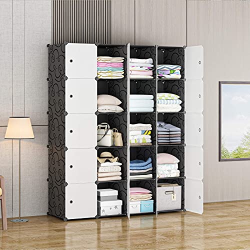 KOUSI Large Cube Storage - (20 Cubes) Organizer Shelves Clothes Dresser Closet Storage Organizer Cabinet Shelving Bookshelf Toy Organizer (56"x18"x70")