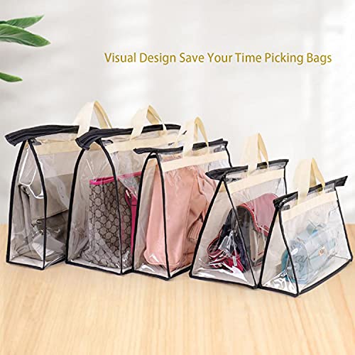 ENOCH Handbag Storage Organizer Dust Cover Bags for Handbag & Purse, Sturdy PVC Organizer for Wall Shelf & Closet, with Zipper and Handles(4 Pack,L)