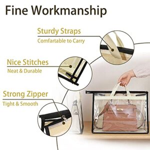 ENOCH Handbag Storage Organizer Dust Cover Bags for Handbag & Purse, Sturdy PVC Organizer for Wall Shelf & Closet, with Zipper and Handles(4 Pack,L)