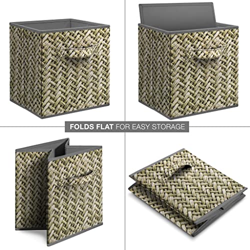 Sorbus Fabric Storage Cubes 11 Inch - Big Sturdy Collapsible Storage Bins with Dual Handles - Foldable Baskets for Organizing -Decorative Storage Baskets for Shelves | Home & Office Use -4 Pack | Gray