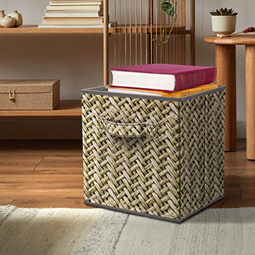 Sorbus Fabric Storage Cubes 11 Inch - Big Sturdy Collapsible Storage Bins with Dual Handles - Foldable Baskets for Organizing -Decorative Storage Baskets for Shelves | Home & Office Use -4 Pack | Gray