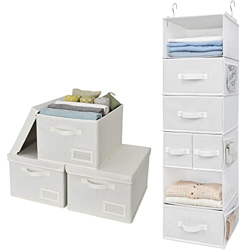 GRANNY SAYS Bundle of 1-Pack Hanging Closet Organizers and Storage & 3-Pack Clothing Storage Bins