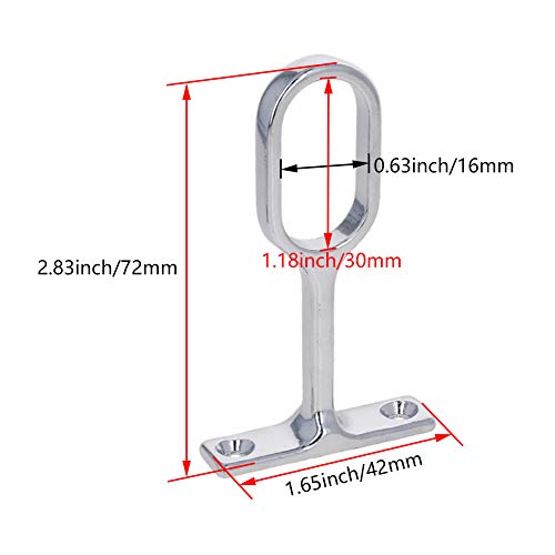 Yinpecly 0.63" x 1.18"(WxL) Zinc Alloy Oval Closet Rod Support Bracket Without Screws for Wardrobe Cupboard Clothes Hanging Silver Tone 4pcs