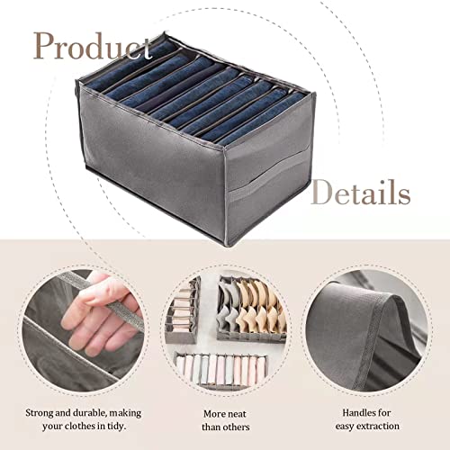 Wardrobe Clothes Organizer, Clothes Organizer for Clothing 3 PCS Drawer Clothes Organizer Handle Foldable Clothes Organizer for Thin Jeans, T-shirts, Skirts