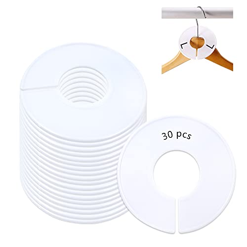 30 Pieces Clothing Rack Size Dividers, Round Hangers Closet Dividers, Closet Rack Dividers Hangers, Round Hangers Dividers for Home Closet