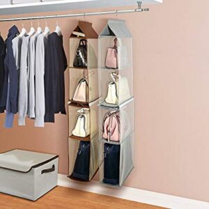 Detachable 6 Compartment Organizer Pouch Hanging Handbag Organizer Purse Bag Collection Storage Holder Wardrobe Closet Space Saving Organizers System For Living Room Bedroom Home Use (Grey)