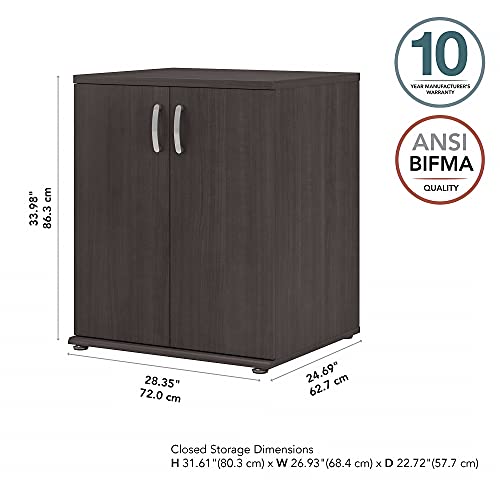 Bush Business Furniture Universal Storage Closet Organizer with Doors and Shelves, Storm Gray