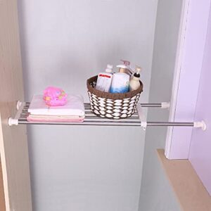 Hershii Expandable Closet Tension Shelf Rod Adjustable Storage Rack Heavy Duty DIY Organizer Divider for Wardrobe Cupboard Kitchen Bathroom