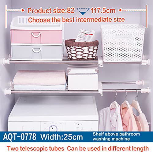 Hershii Expandable Closet Tension Shelf Rod Adjustable Storage Rack Heavy Duty DIY Organizer Divider for Wardrobe Cupboard Kitchen Bathroom