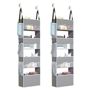 2 Pack Over Door Organizer with 4 Large Capacity Pockets and 6 Mesh Pockets,nursery organizers and storage for Baby Kid's Toys,Behind Door Organizers and Storage for Bathroom Dorm Closet Pantry,Grey