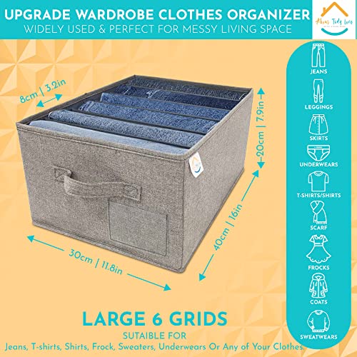 About tidy Love 6 Grids Closet Organizer, Sturdy Wardrobe Clothes Organizer for Folded Clothes, Clothes Storage Organizer for T-Shirts, Jeans, Drawer Divider Storage