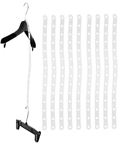 Home-X Set of 10 Hanger Connector Strips with Holes for Clothes Hanger Organization, Plastic Closet Organizers and Storage Solutions, Pack of 10 Strips, 18" L x ¾” W, Opaque